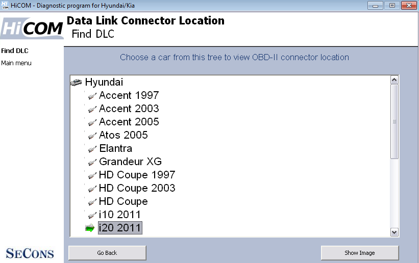 hicom14: OBD-II diagnostic program screenshot