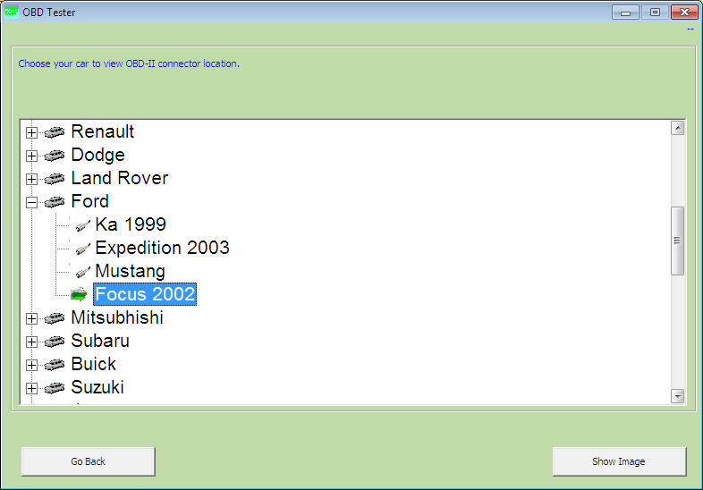 obdtester17: OBD-II diagnostic program screenshot