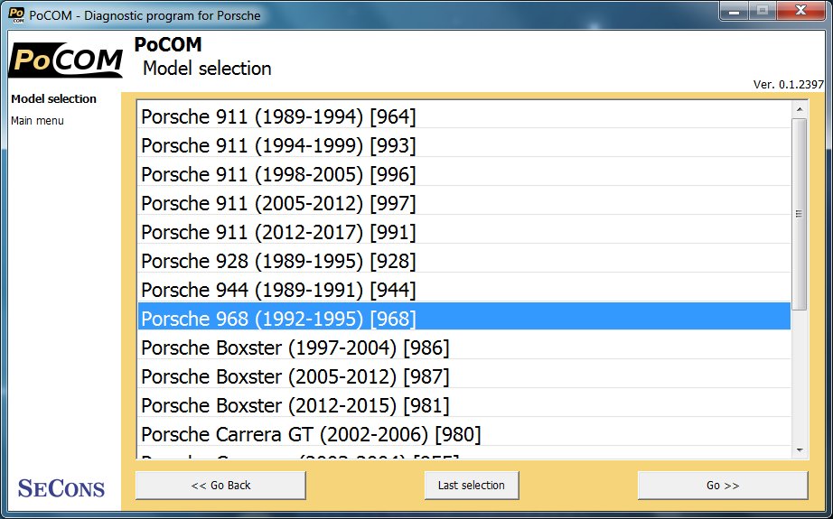 pocom02: OBD-II diagnostic program screenshot