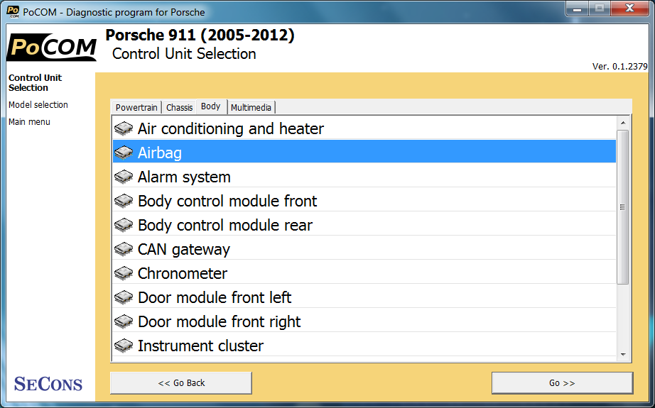 pocom03: OBD-II diagnostic program screenshot