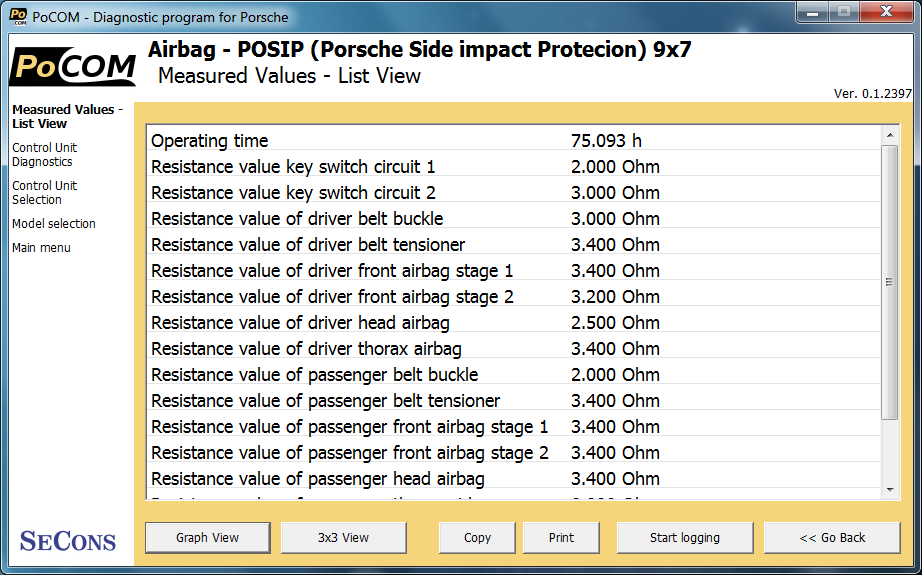 pocom10: OBD-II diagnostic program screenshot