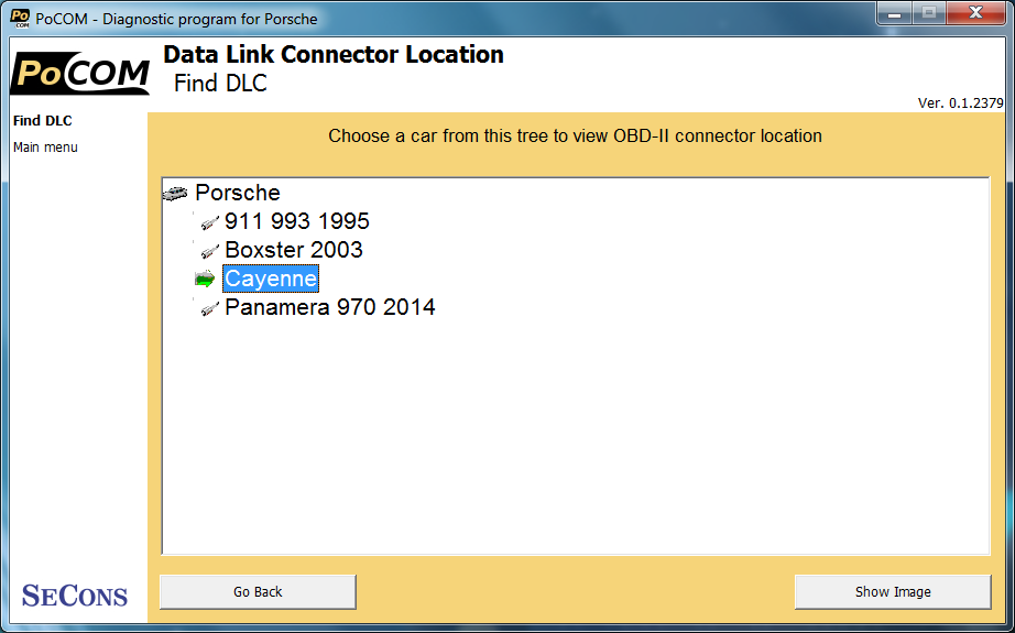 pocom16: OBD-II diagnostic program screenshot