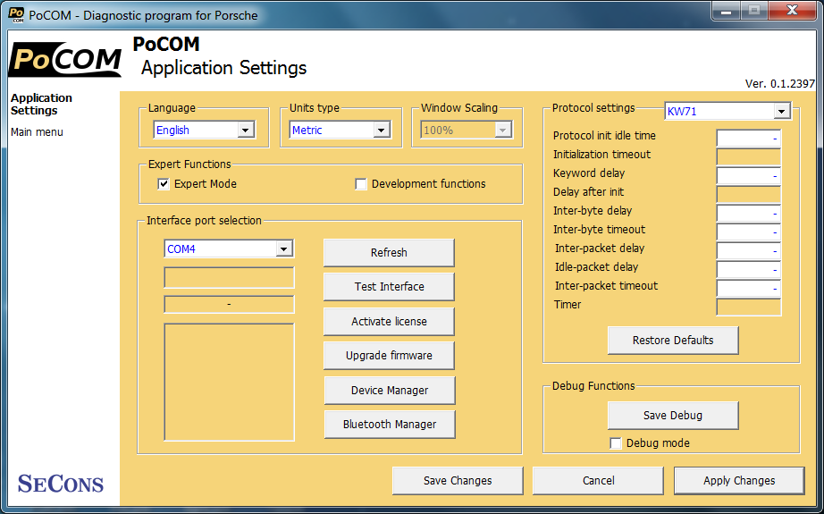pocom18: OBD-II diagnostic program screenshot